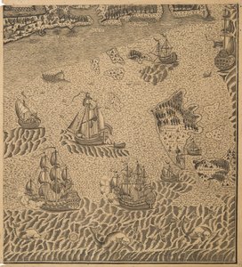 La Flotta di Pietro il Grande nella Baia di Onega, ca 1707 da Unbekannt