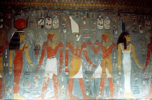 Faraone Horemheb con la dea Iside e il dio Horus, Antico Egitto, XIV secolo a.C. da Unbekannt