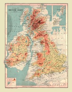 Mappa fisica delle Isole Britanniche, 1902 da Unbekannt