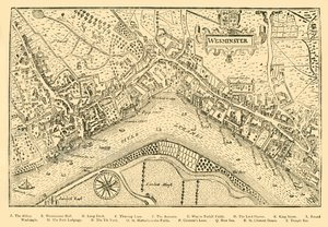 Piano di Westminster. Dal sondaggio di Norden, preso durante il regno della Regina Elisabetta da Unbekannt