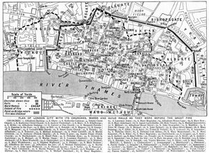 Piano della città di Londra che mostra chiese, quartieri e gilde, 1926-1927 da Unbekannt