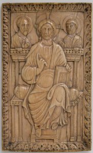 Placca con Cristo in trono con due Apostoli, carolingio, 850-875 da Unbekannt