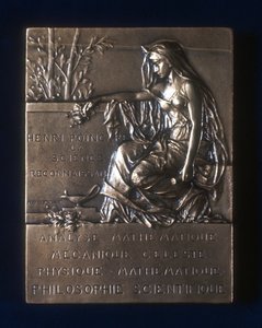 Plaquette commemorativa della morte di Henri Poincaré, matematico francese, 1912 da Unbekannt