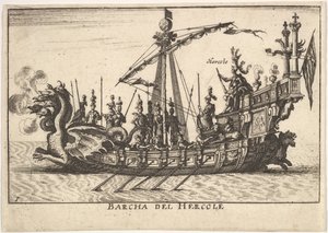 Tavola 1: Nave di Ercole, con prua a forma di drago ed Ercole a bordo, 1664 da Unbekannt