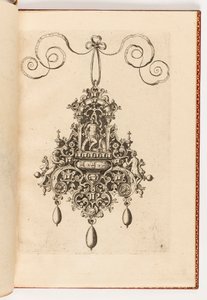 Piatto 4, da Monilium Bullarum Inauriumque Artificiocissimae Icones, Ioannis Collaert Opus Postremum (Disegni per Collane, Pendenti e Orecchini di Altissima Abilità, l