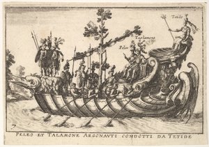 Tavola 7: Peleo e Talamone Argonauti condotti da Tetide, dal magnifico corteo su t..., 1664 da Unbekannt