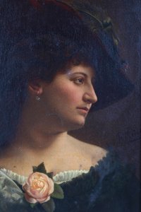 Ritratto di una signora con cappello da Unbekannt