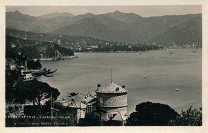 Portofino - Castello Brown e panorama del Golfo del Tigullio, c1900 da Unbekannt
