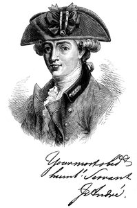 Ritratto e Autografo del Maggiore John Andre, Soldato e Spia Britannico del XVIII secolo, c1880 da Unbekannt