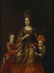 Ritratto di Anastasiya Yakovlevna Naryshkina con i figli Alexandra Kirillovna e Tatyana Kirillovna, inizio XVIII sec. da Unbekannt