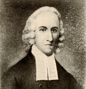 Ritratto di Jonathan Edwards, in abito semplice e bande di ministro presbiteriano da Unbekannt