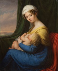 Ritratto della Principessa Maria Fyodorovna Baryatinskaya, nata Keller 1792-1858 con il figlio, anni 1820 da Unbekannt