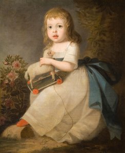 Ritratto di un bambino con una pecora giocattolo, 1850 da Unbekannt