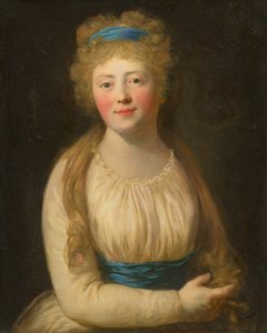 Ritratto di una Donna in Abiti Chiari con Nastro Blu nei Capelli da Unbekannt