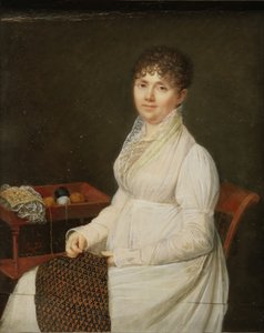 Ritratto di una donna con lavoro arazzo