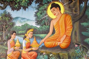 Monastero di Preah Prom Rath, Vita del Buddha, La Rinuncia, Una mattina, una ragazza di nome Sujata offrì a Siddhartha un delizioso porridge di latte e riso, Siem Reap, Cambogia