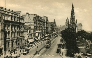 Princes Street guardando a est, Edimburgo, c. 1920 da Unbekannt