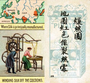 Principali aree di produzione della seta, dalla serie di carte da sigaretta 