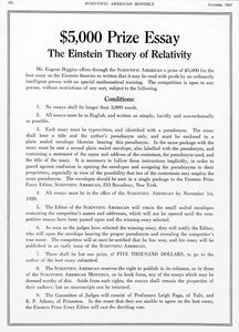 Premio offerto in Scientific American, ottobre 1920, per un saggio sulla teoria della relatività di Einstein da Unbekannt