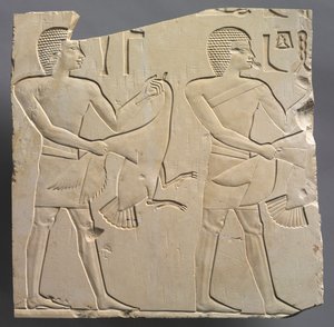 Profeta e sacerdote-lettore con offerte di oche vive, c. 667-647 a.C. da Unbekannt
