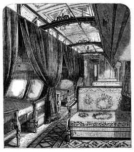 Carrozza letto Pullman sulla Union Pacific Railroad, c1869