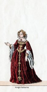 Regina Caterina, costume per il dramma di Shakespeare, Enrico VIII, XIX secolo da Unbekannt
