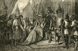 La regina Filippa intercede per i cittadini di Calais, 1347, 1890 da Unbekannt