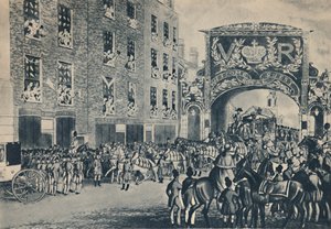Ingresso della Regina Vittoria nella città sulla sua strada verso la Guildhall, 9 novembre 1837, 1948 da Unbekannt