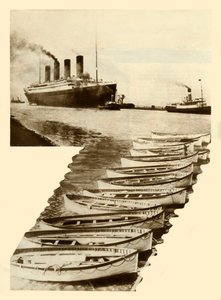 RMS Titanic e scialuppe di salvataggio, 1912 da Unbekannt
