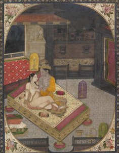 Radha e Krishna su un letto di notte