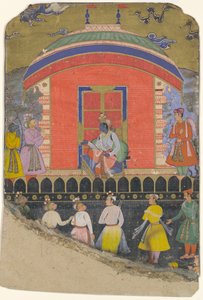 Rama riceve Sugriva e Jambavat, i re delle scimmie e degli orsi, Folio da..., ca. 1605 da Unbekannt