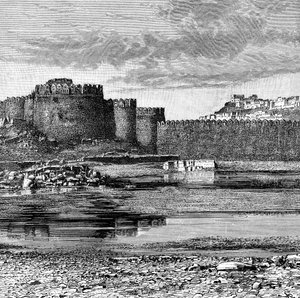 Bastioni della città e cittadella, Golconda, India, 1895