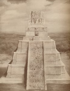 Modello Ricostruito di una Magnifica Piramide del Tempio Maya a Tikal, c1935