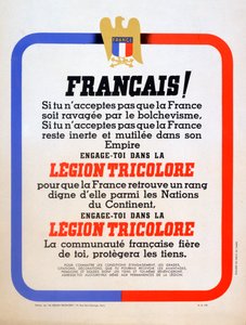 Poster di reclutamento per la Legione Tricolore Francese di Vichy, 1942 da Unbekannt