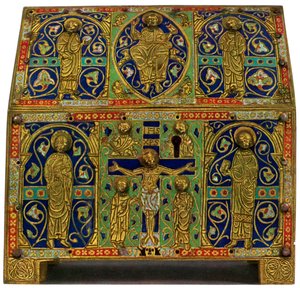 Reliquiario, smalto champlevé su rame, XIII secolo