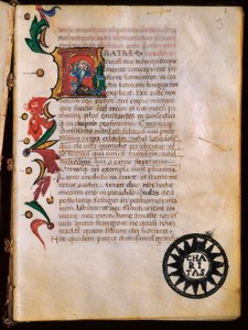 Rappresentazione di San Girolamo (347-420), pagina illuminata tratta da 