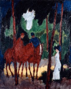 Cavalieri nel bosco di Boulogne, c1904 da Unbekannt