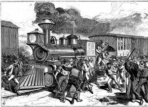 Rivolta dei lavoratori ferroviari a Martinsburg sulla Baltimore-Ohio Railroad, USA, 1877