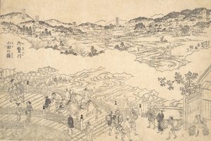 Fiume di Omue e ponte di Oda, 1700 da Unbekannt