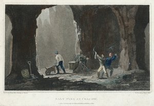 Salgemma: Minatori al lavoro in una miniera di sale vicino a Cracovia, Polonia, c1820 da Unbekannt