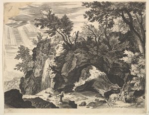 Paesaggio roccioso con la stigmatizzazione di San Francesco (copia inversa)