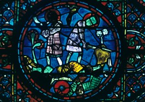 Rolando spezza la sua spada e suona il suo corno, vetrata, Cattedrale di Chartres, Francia, 1194-1260 da Unbekannt