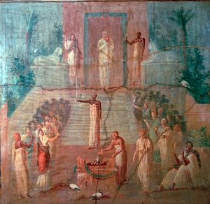 Affresco romano di sacerdoti di Iside in adorazione, I secolo