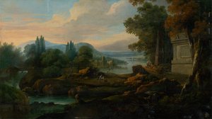 Paesaggio romantico con baia marina da Unbekannt