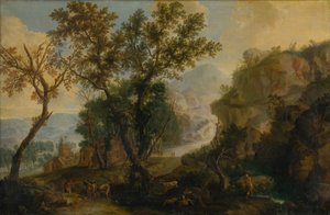 Paesaggio romantico con figure
