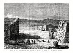 Rovine dei monumenti Inca nei dintorni di Tiahuanacu, a sud del lago Titicaca, Bolivia, 1877 da Unbekannt