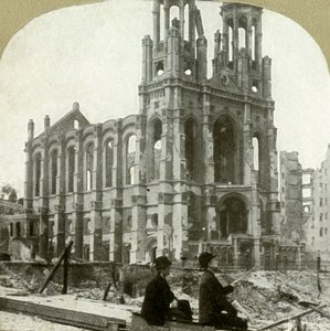 Rovine della sinagoga ebraica su Sutter St., sopravvissuta ai grandi terremoti del 1865 e 1868, 1906 da Unbekannt