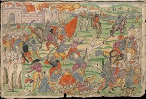 Atrocità russe in Livonia a luglio e agosto 1577. Da Johann Jakob Wicks Sammlung von Nachric da Unbekannt