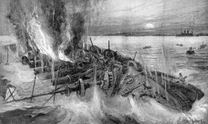 Incrociatore russo che affonda nella Battaglia di Cehmulpo, Guerra Russo-Giapponese, 1904-5 da Unbekannt