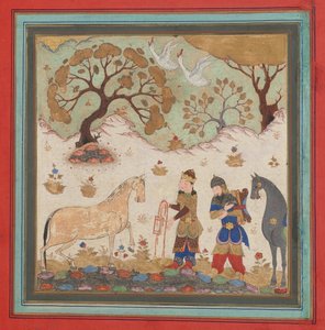 Rustam Cattura Rakhsh, Foglio da un Libro di Shahnama